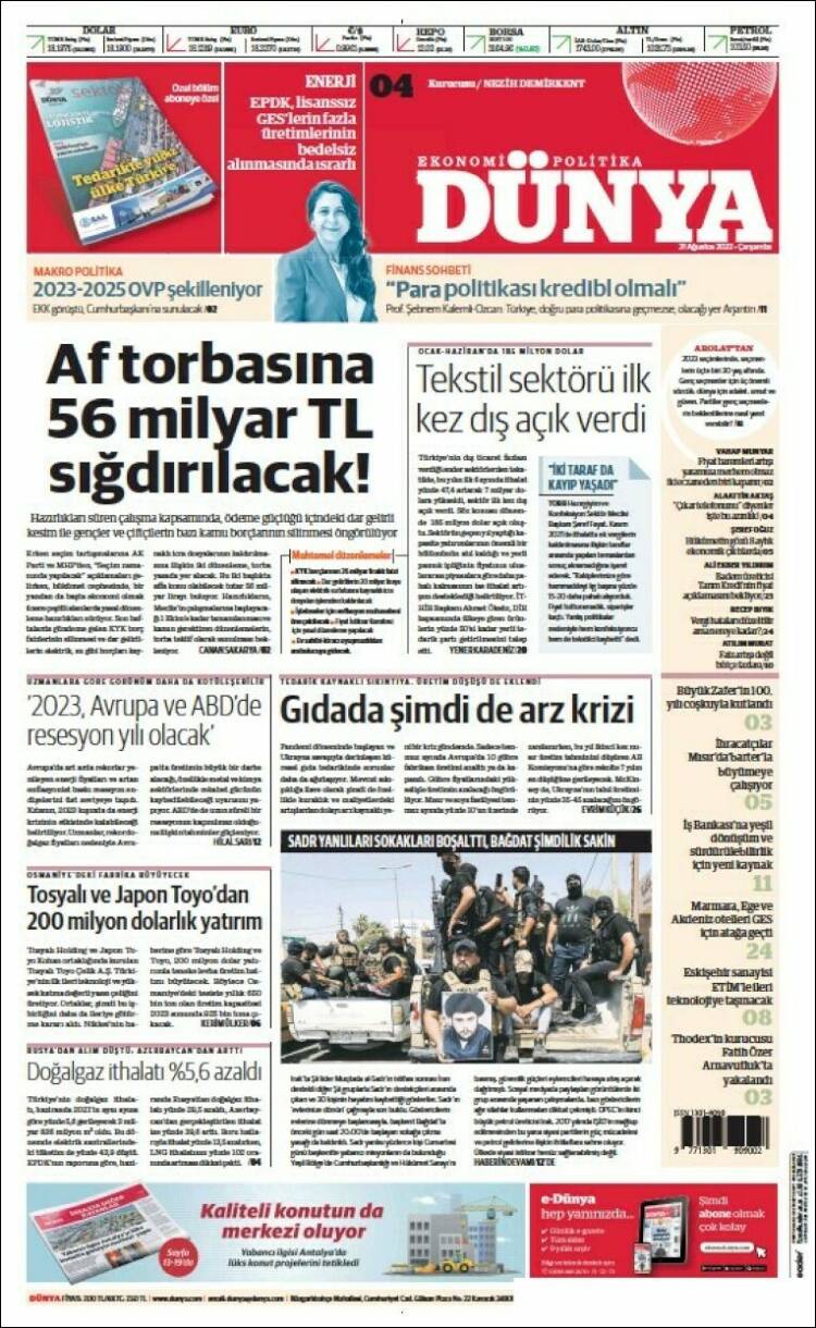 Portada de Dünya (Turqu&iacute;a)