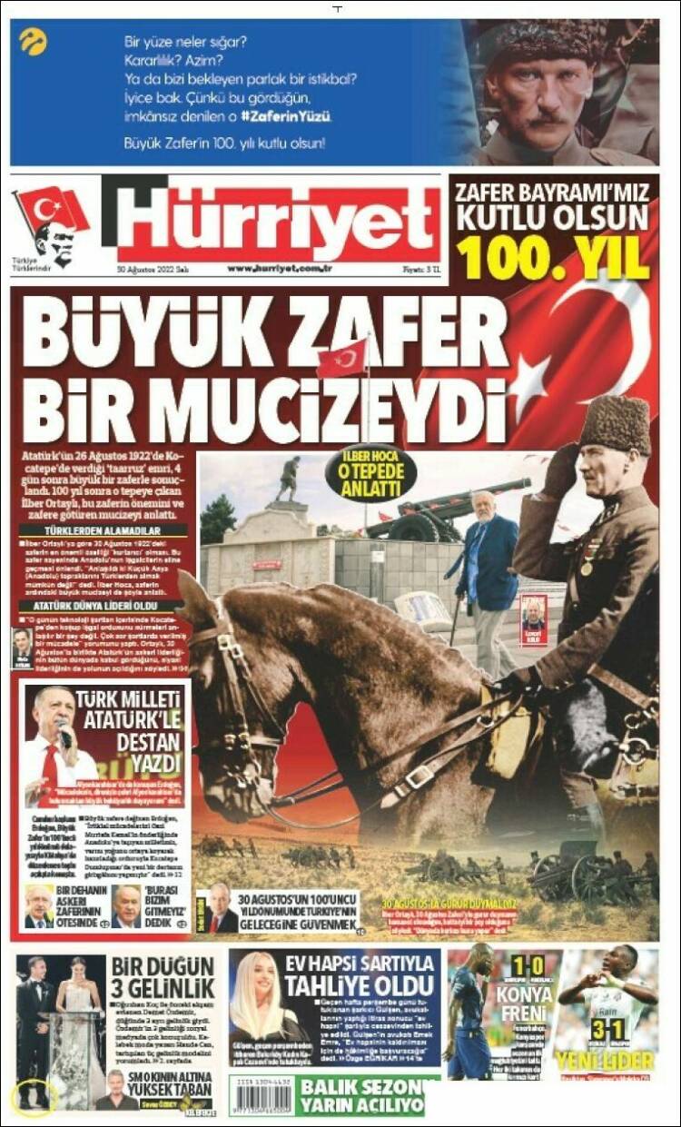 Portada de Hürriyet (Turqu&iacute;a)