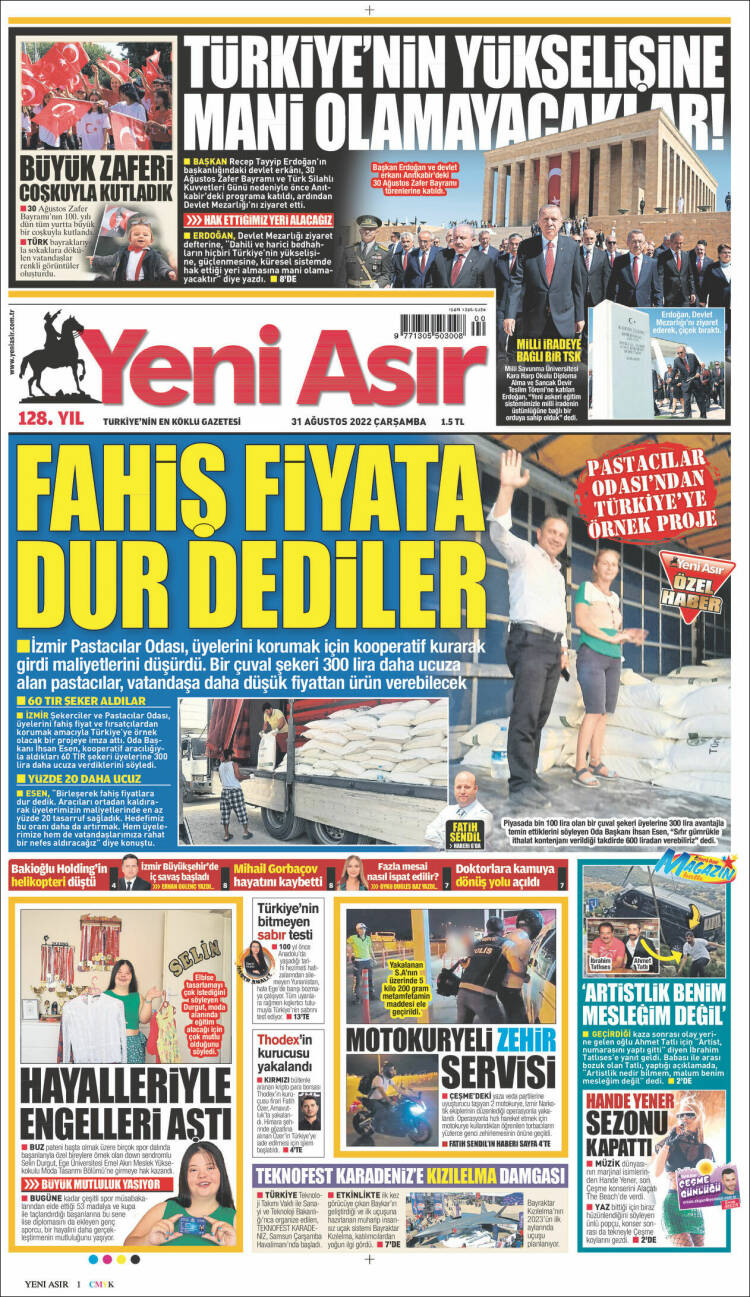 Portada de Yeni Asır (Turqu&iacute;a)