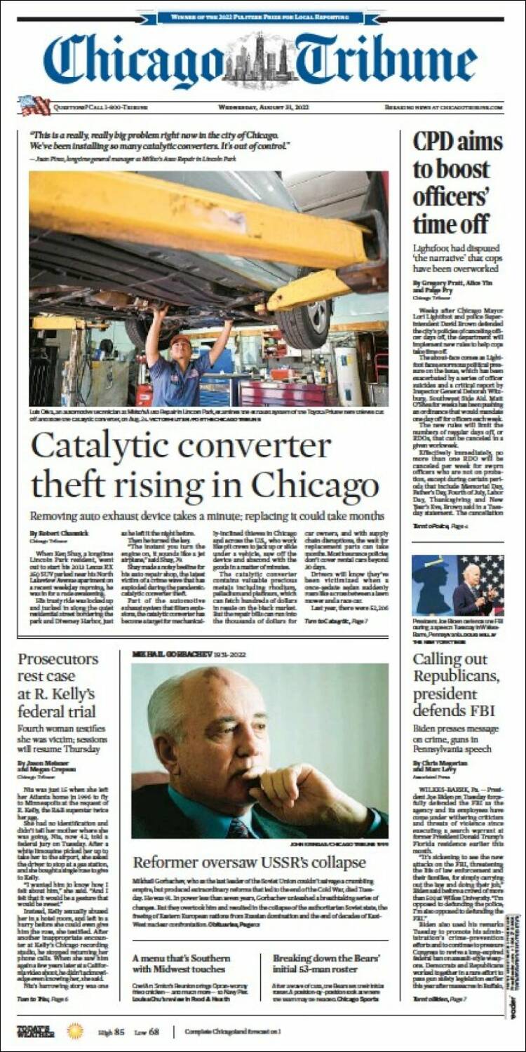 Portada de Chicago Tribune (USA)