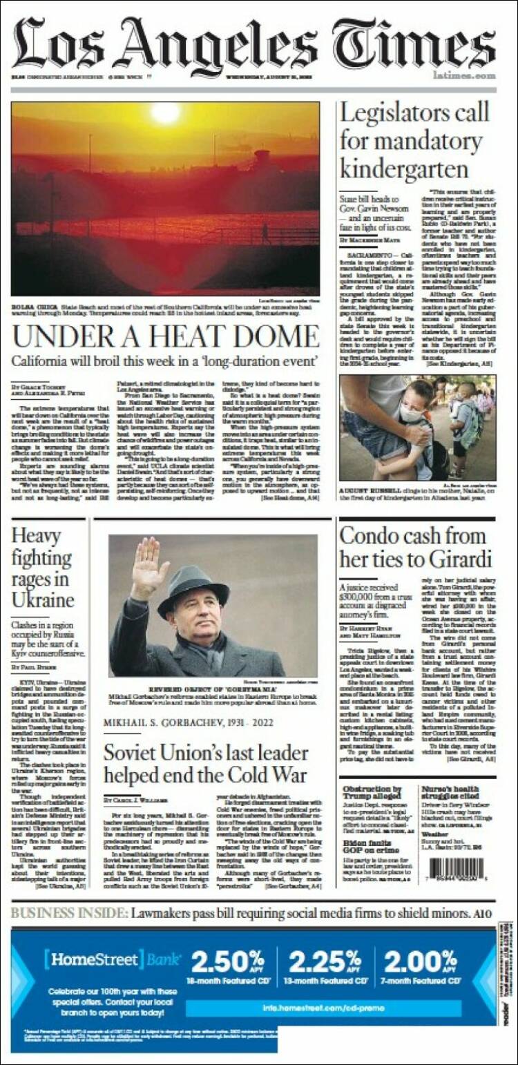 Portada de Los Angeles Times (USA)