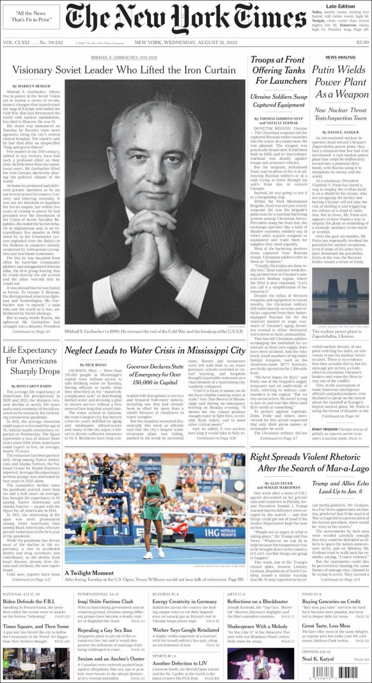 Portada de New York Times (USA)