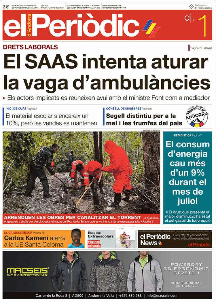 Portada de El Periòdic d'Andorra (Andorra)