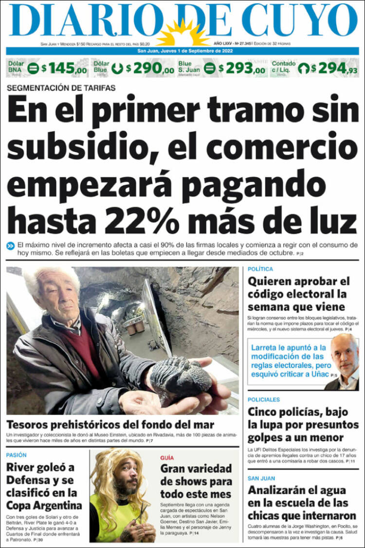Portada de Diario de Cuyo (Argentina)