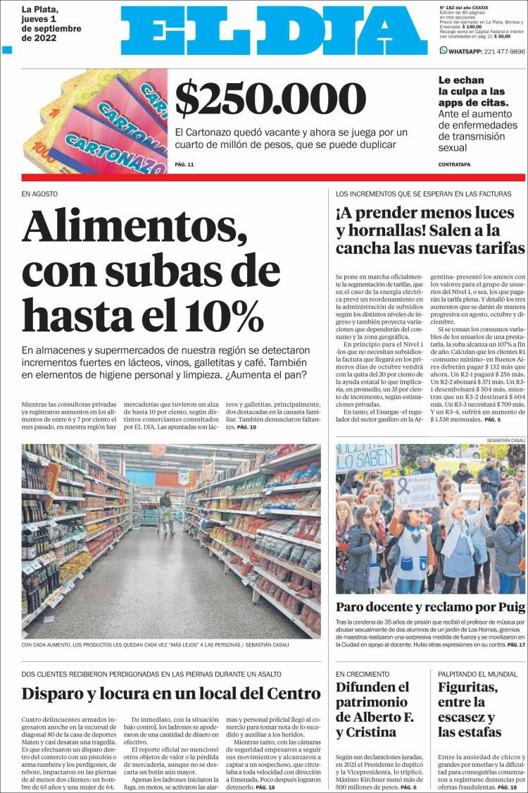Portada de El Día de la Plata (Argentina)
