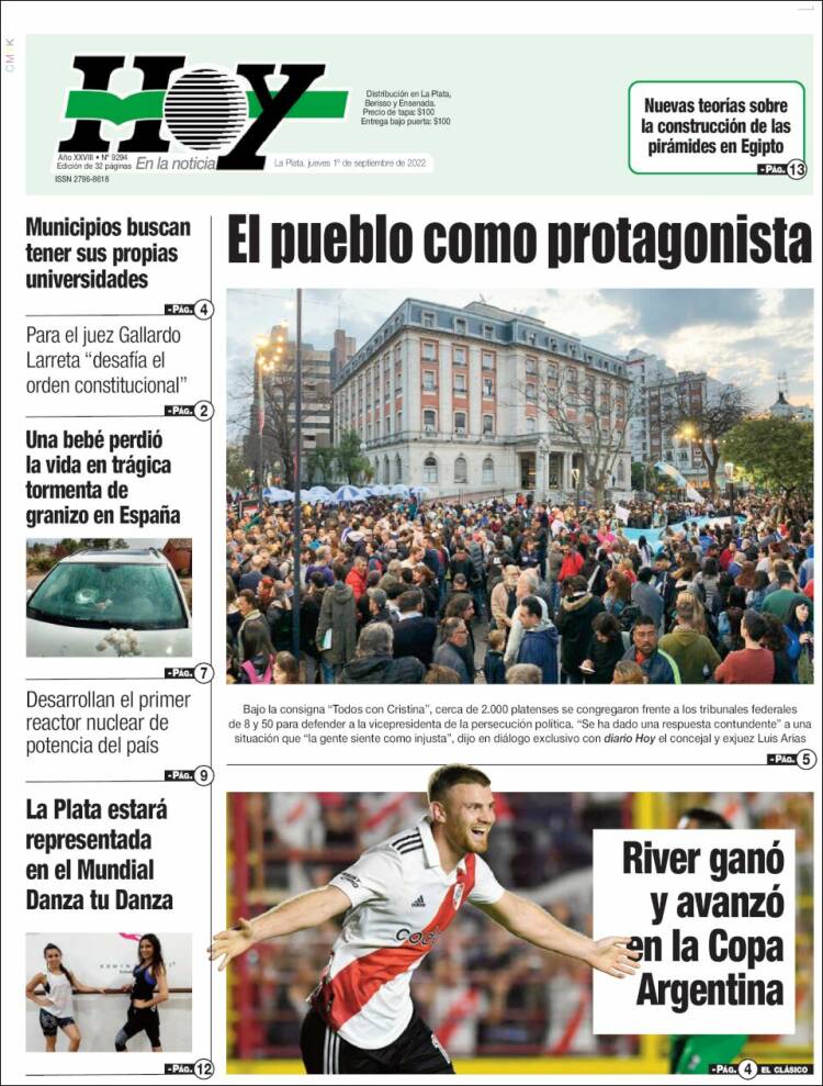 Portada de Diario Hoy (Argentina)