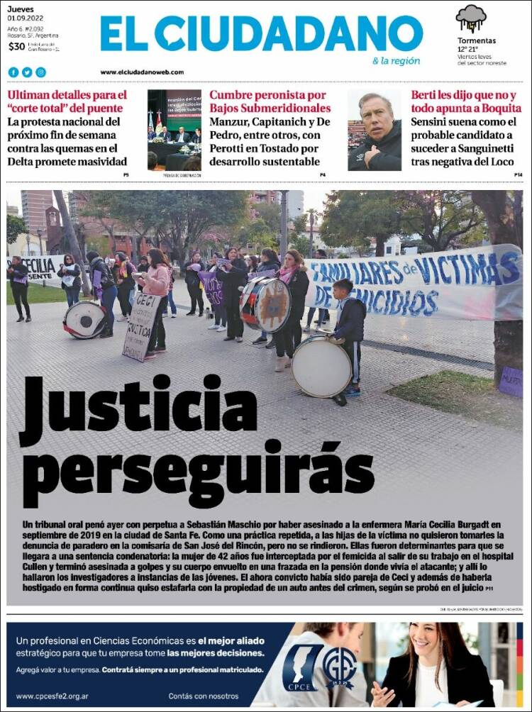 Portada de Diario El Ciudadano (Argentina)
