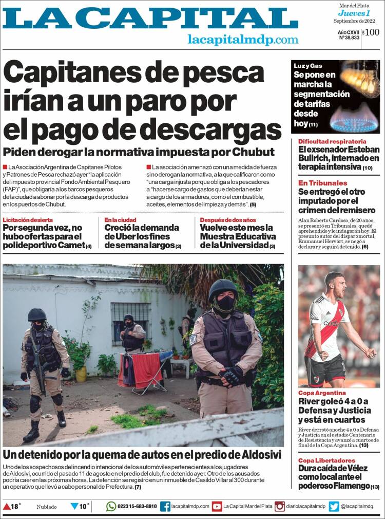 Portada de Diario La Capital - Mar del Plata (Argentina)