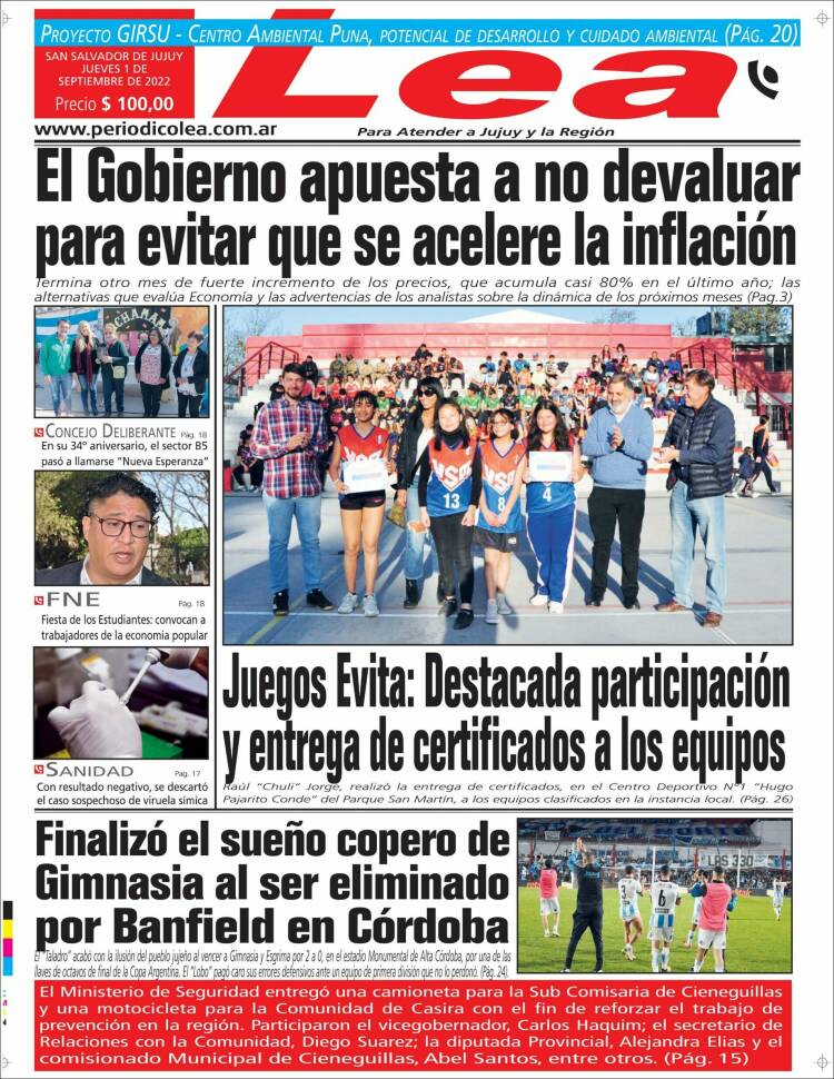 Portada de Periódico Lea (Argentina)