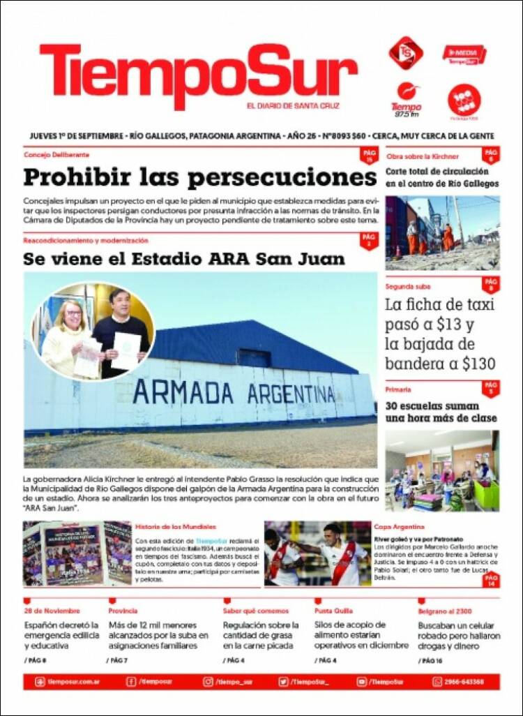 Portada de Tiempo Sur (Argentina)
