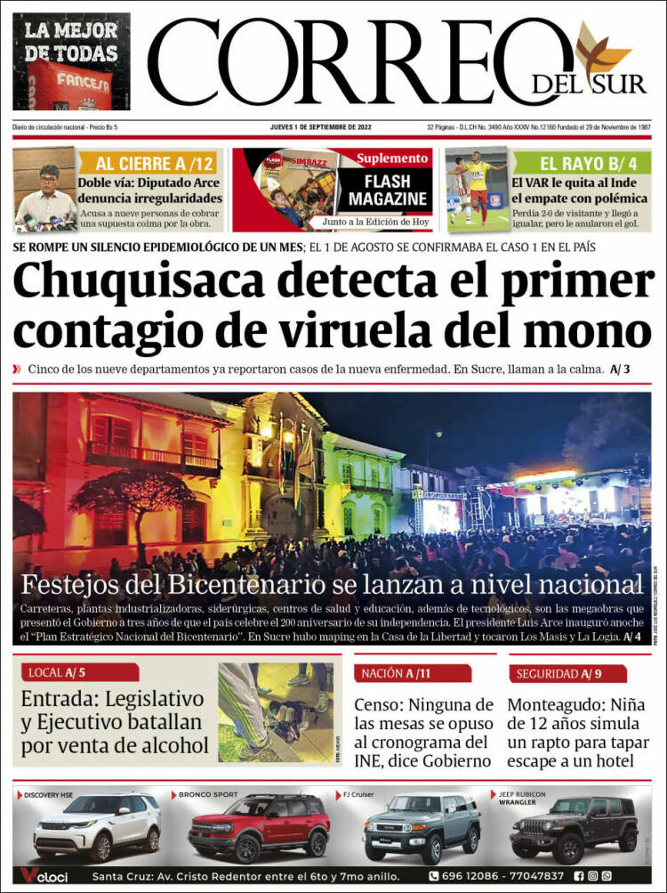 Portada de Correo Sur (Bolivia)