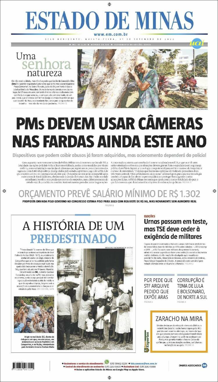 Portada de Jornal Estado de Minas (Brasil)