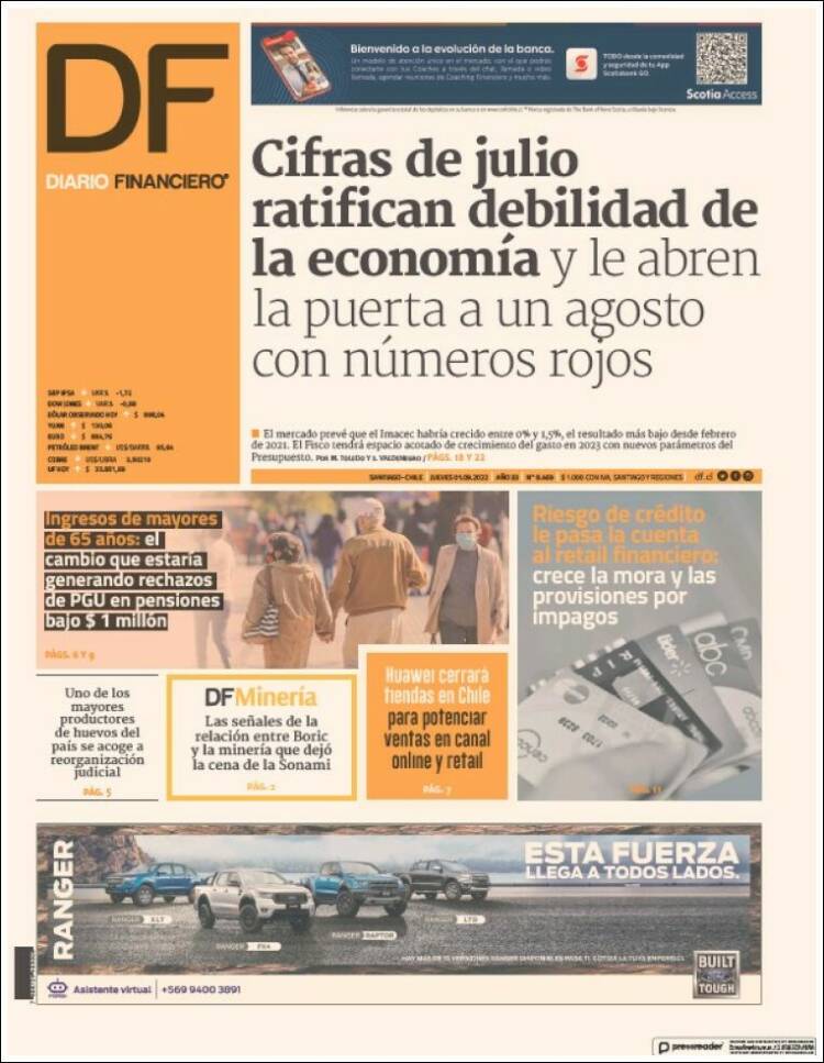 Portada de Diario Financiero (Chile)