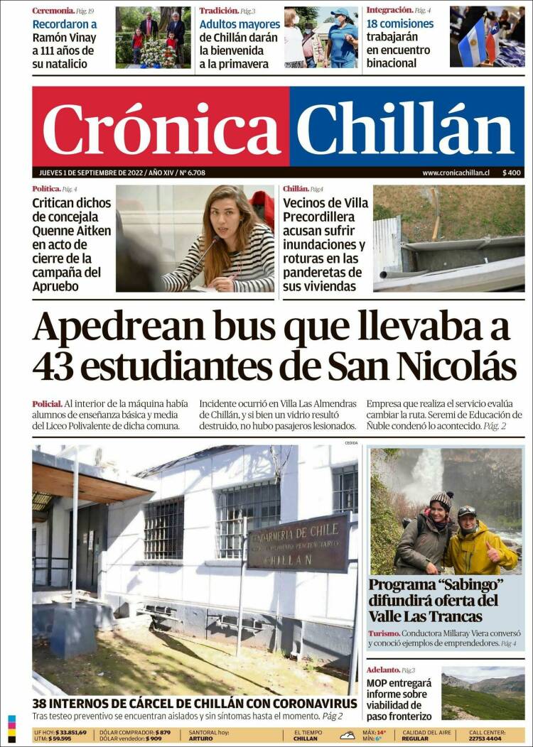 Portada de Crónica Chillán (Chile)
