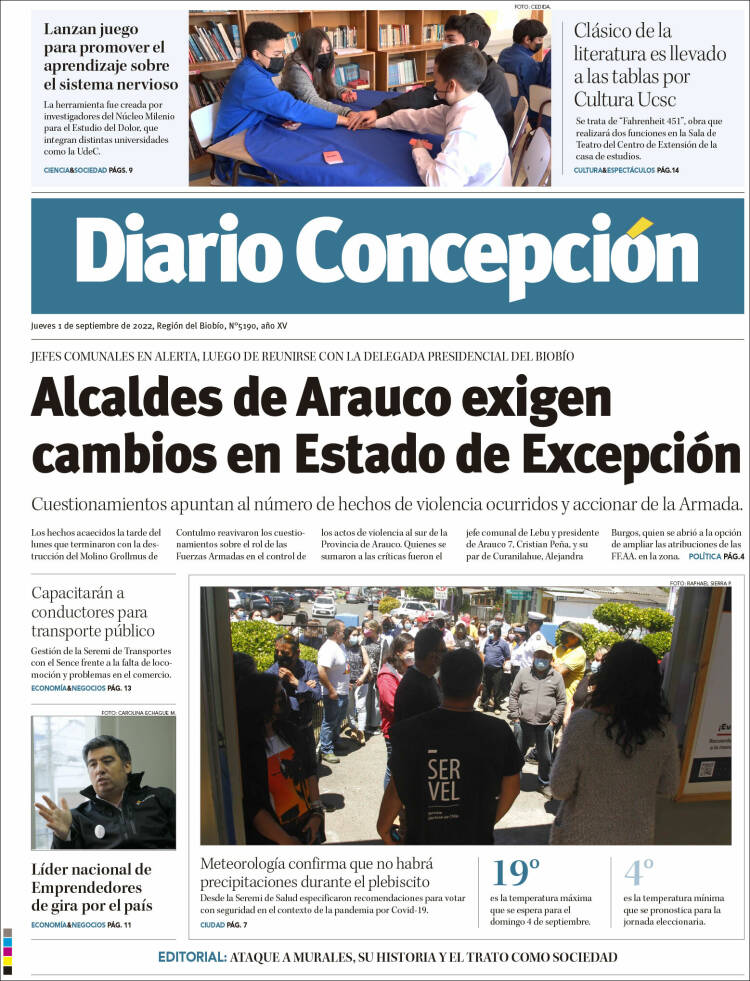 Portada de Diario de Concepción (Chile)