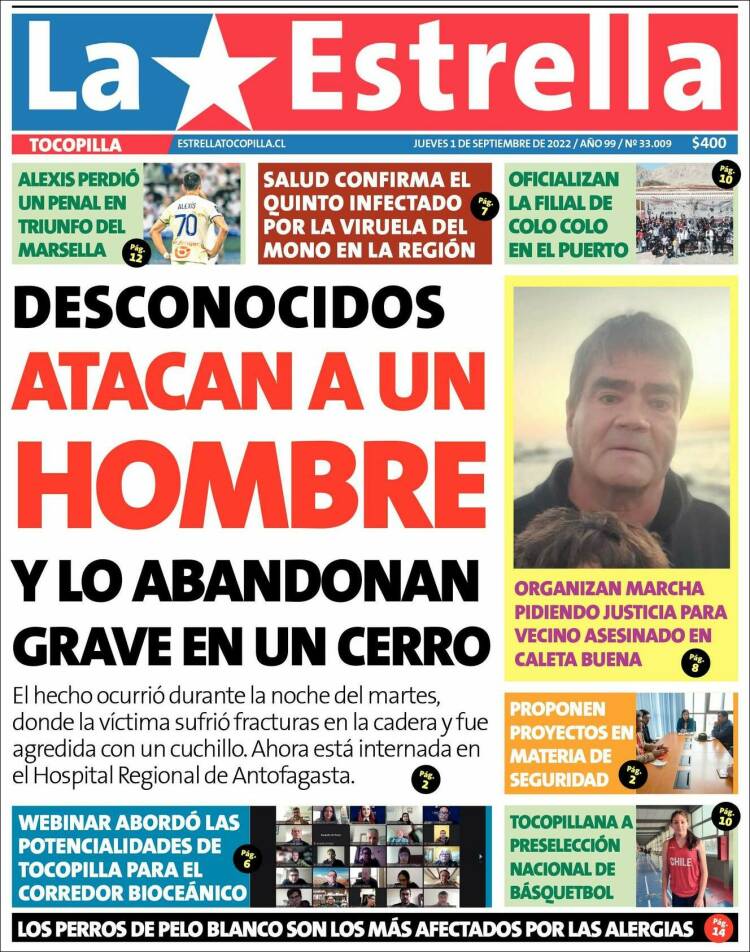Portada de La Estrella de Tocopilla (Chile)