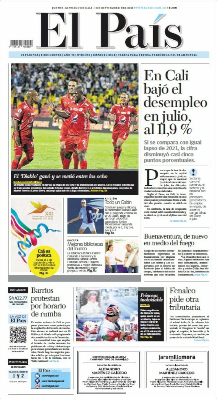 Portada de El País - Cali (Colombia)