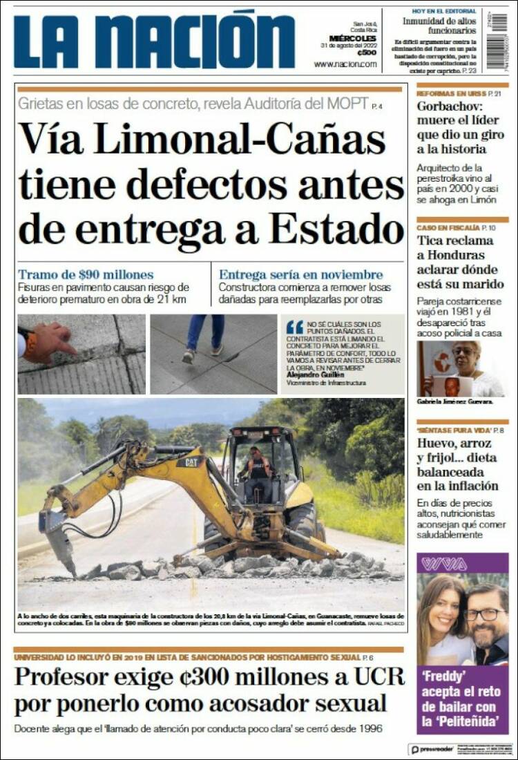 Portada de La Nación - Costa Rica (Costa Rica)