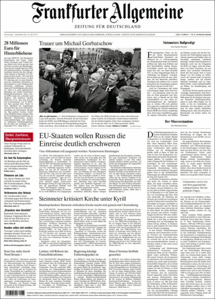 Portada de Frankfurter Allgemeine (Alemania)