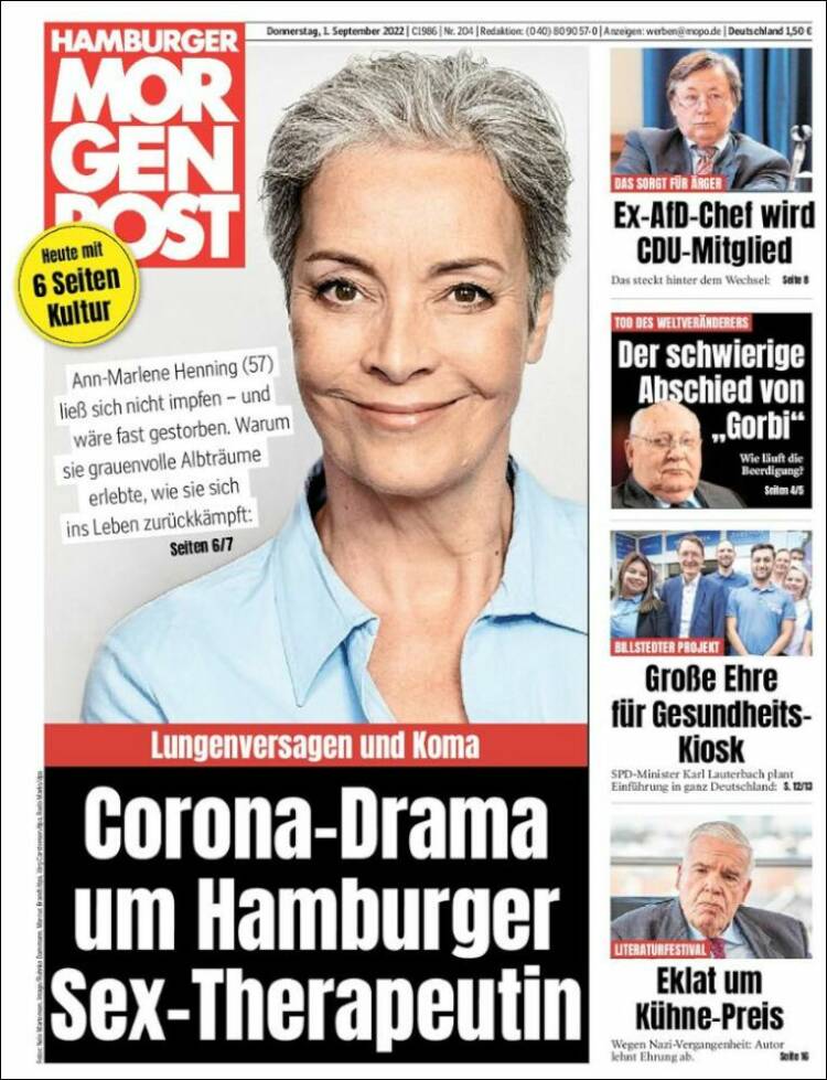 Portada de Hamburger Morgenpost  (Alemania)