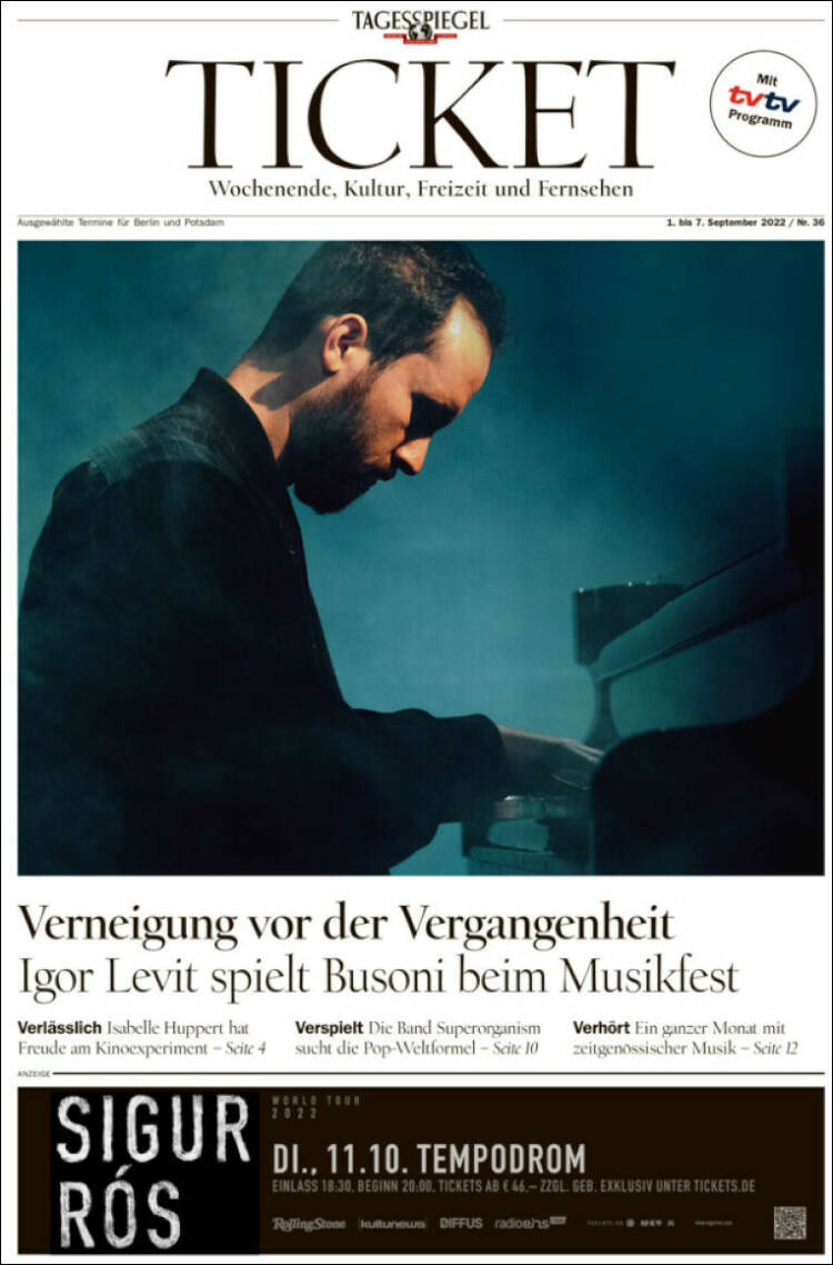 Portada de Der Tagesspiegel (Alemania)