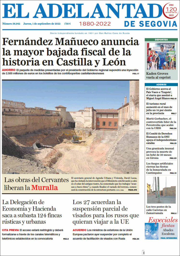 Portada de El Adelantado de Segovia (España)