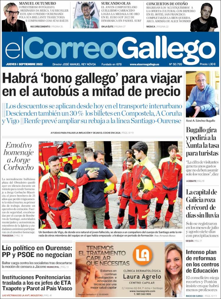 Portada de El Correo Gallego (España)
