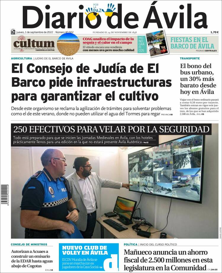 Portada de Diario de Ávila (España)