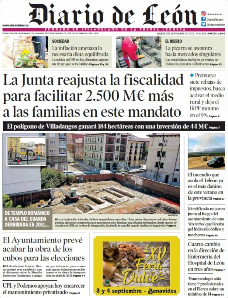 Portada de Diario de León (España)
