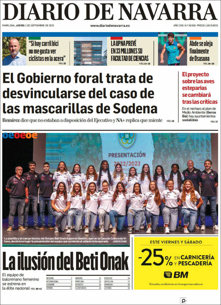Portada de Diario de Navarra (España)