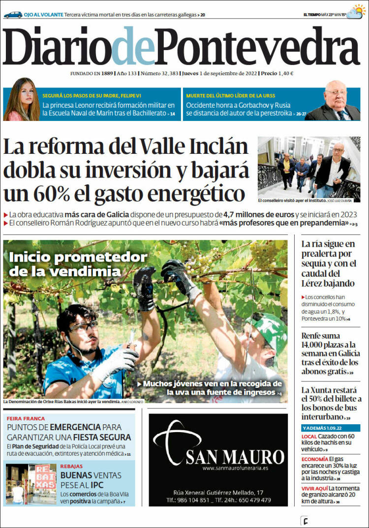 Portada de Diario de Pontevedra (España)
