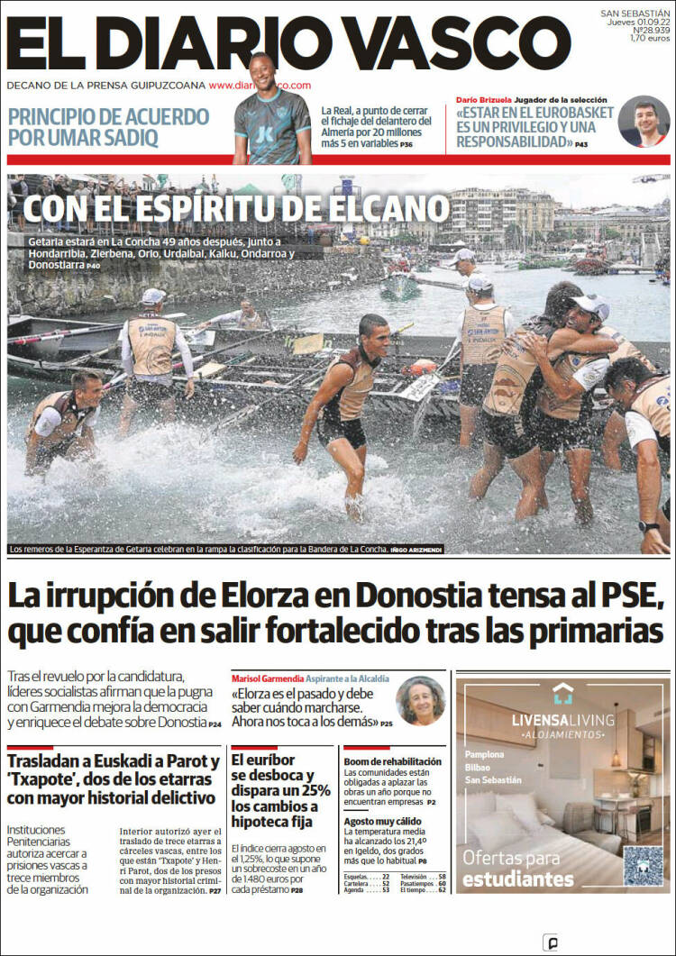 Portada de Diario Vasco (España)