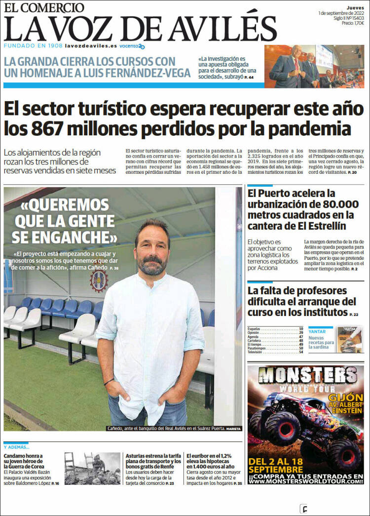 Portada de El Comercio - Avilés (España)