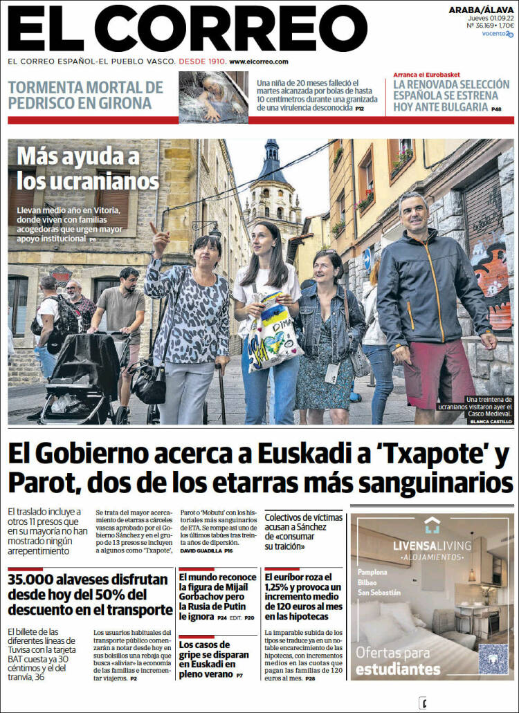 Portada de El Correo - Álava (España)