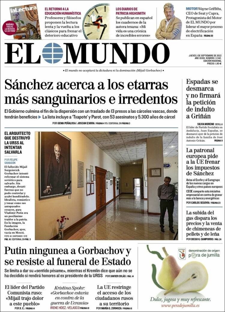 Portada de El Mundo (España)