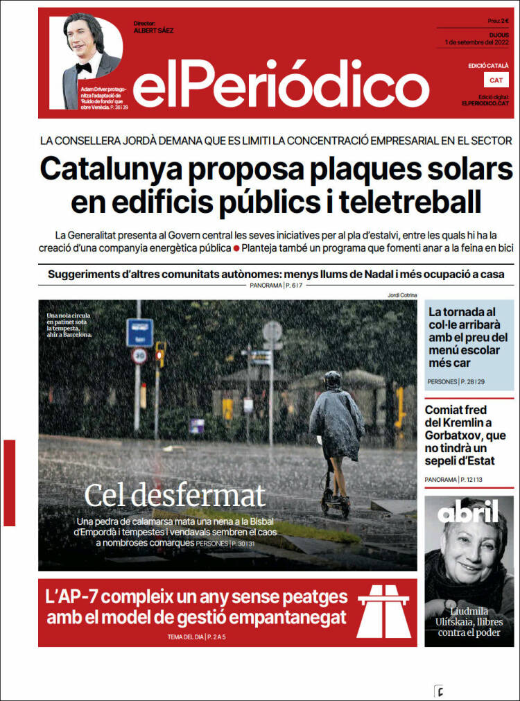 Portada de El Periódico de Catalunya (España)