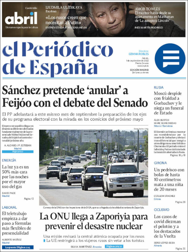 Portada de El Periódico de España (España)