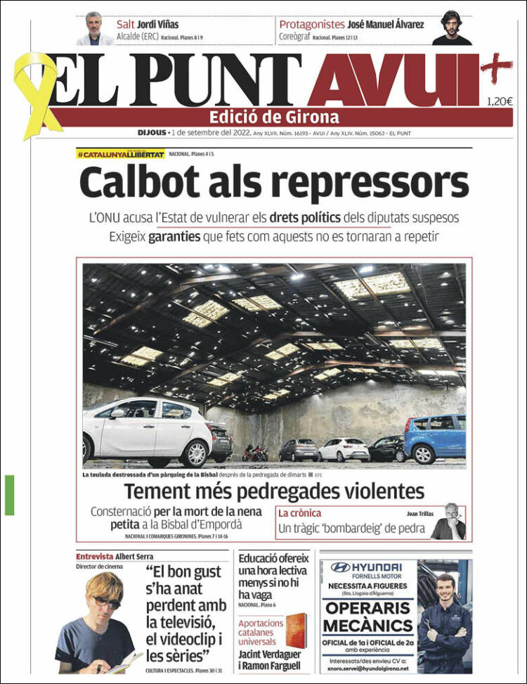 Portada de El Punt Avui - Girona (España)