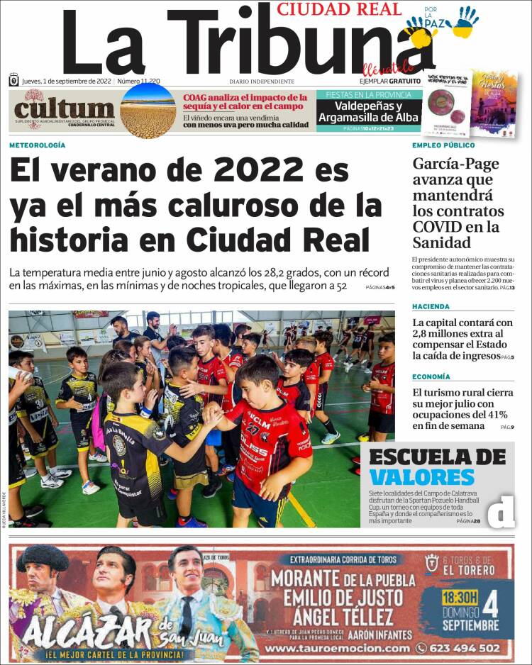 Portada de La Tribuna de Ciudad Real (España)