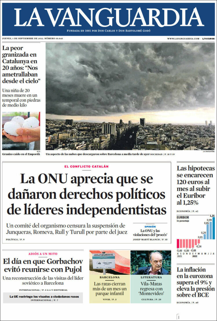 Portada de La Vanguardia (España)