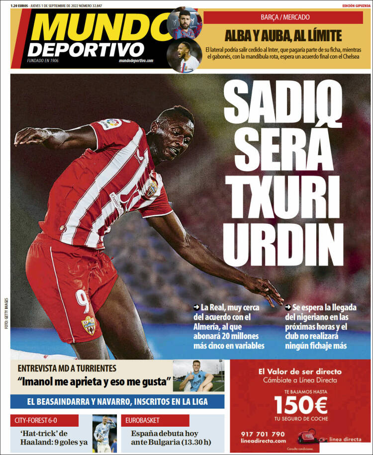 Portada de Mundo Deportivo Gipuzkoa (España)