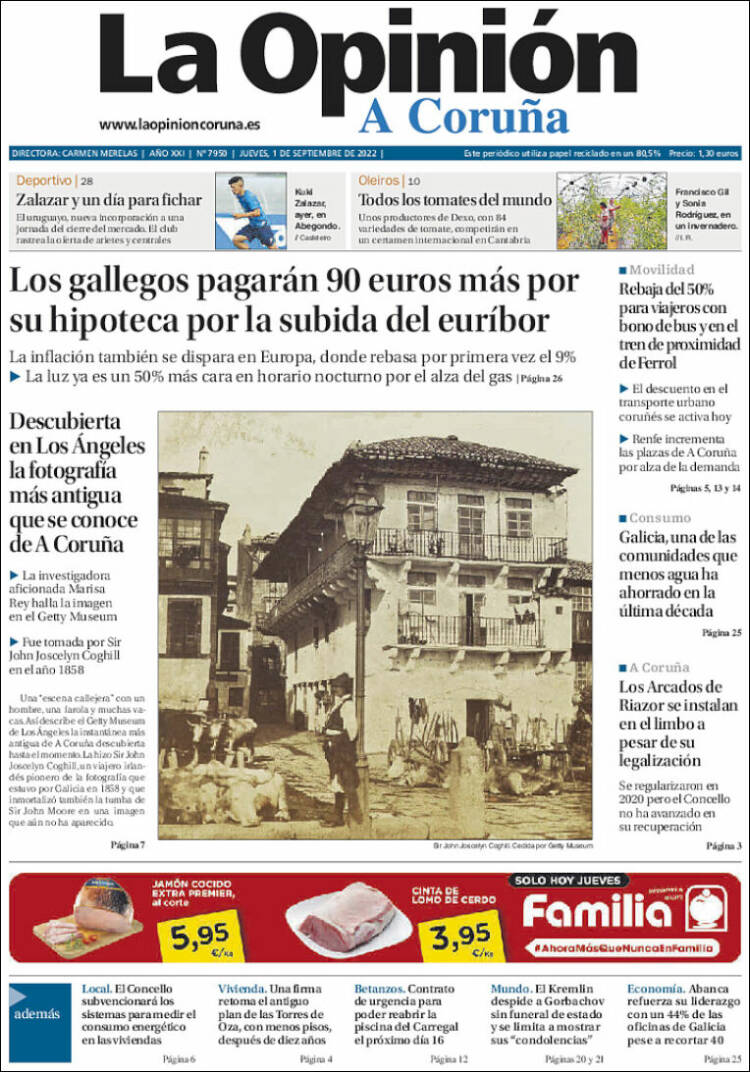 Portada de La Opinión de A Coruña (España)
