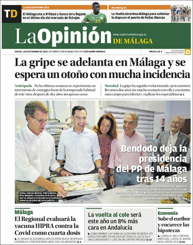 Portada de La Opinión de Málaga (España)