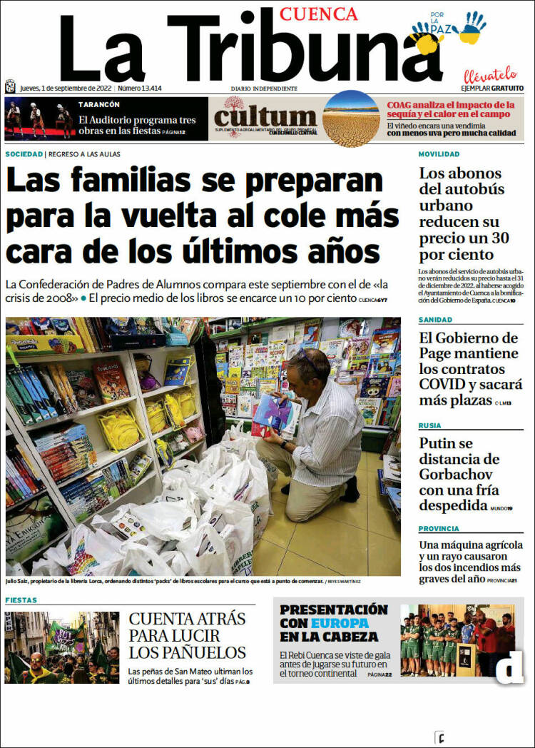 Portada de La Tribuna de Cuenca (España)