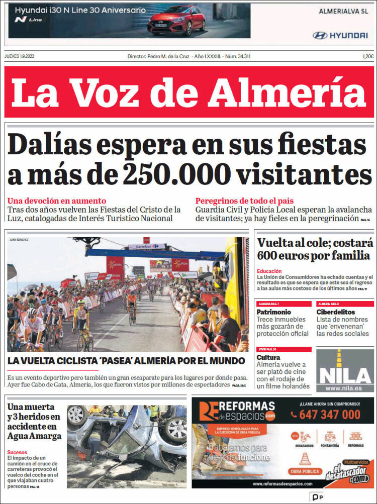 Portada de La Voz de Almería (España)