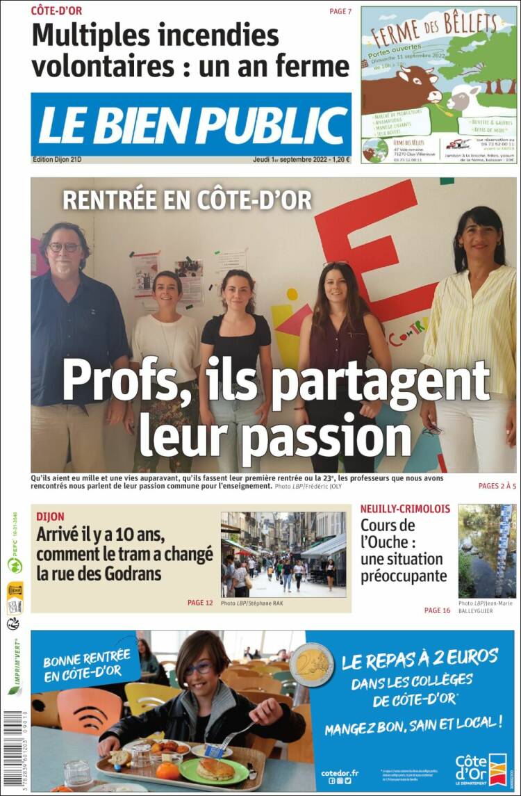 Portada de Le Bien Public (Francia)