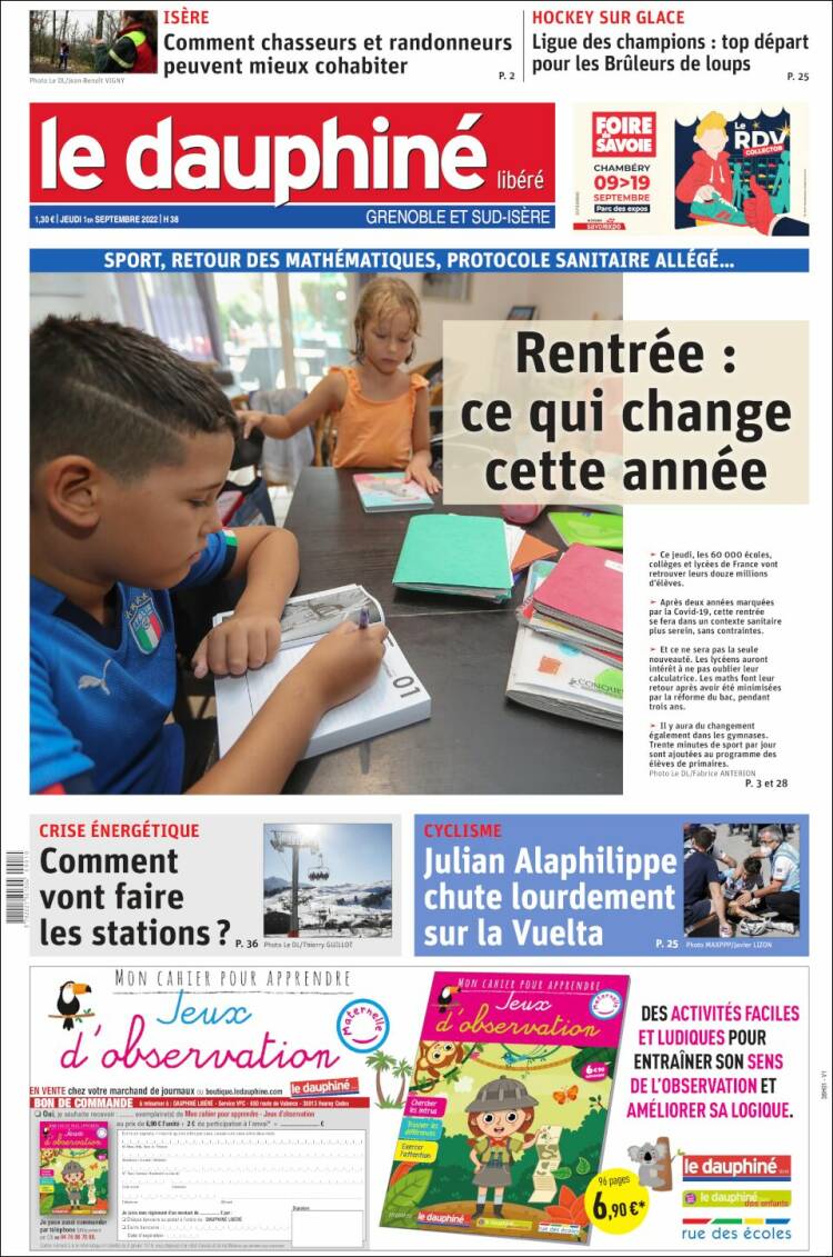 Portada de Le Dauphiné Libéré (Francia)