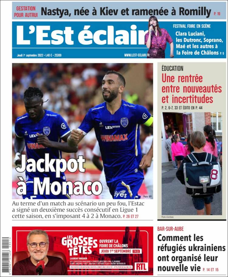 Portada de L'Est Eclair (Francia)