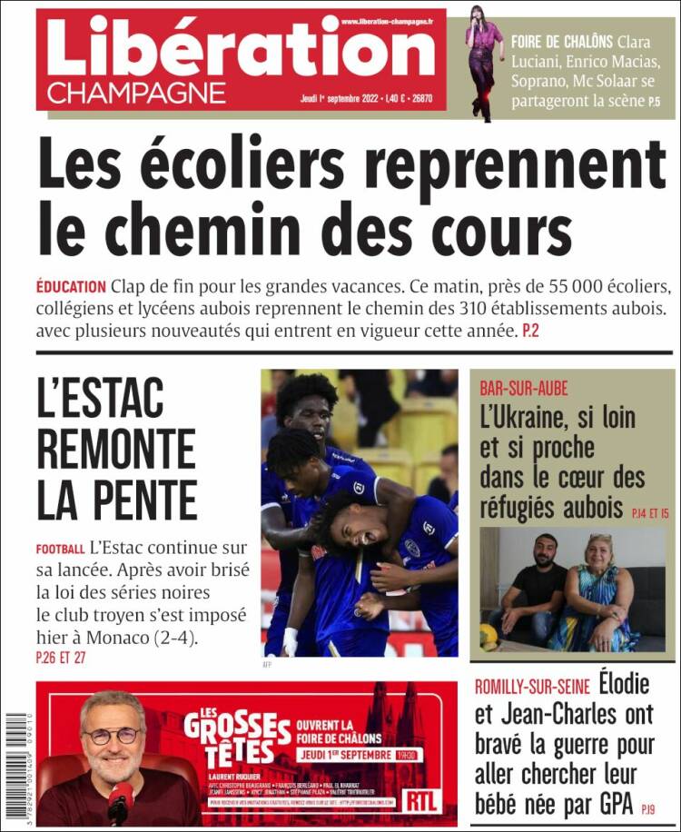 Portada de Libération Champagne (Francia)