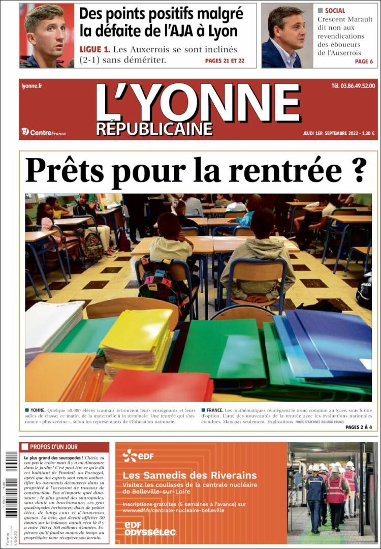 Portada de L'Yonne-Républicaine (Francia)